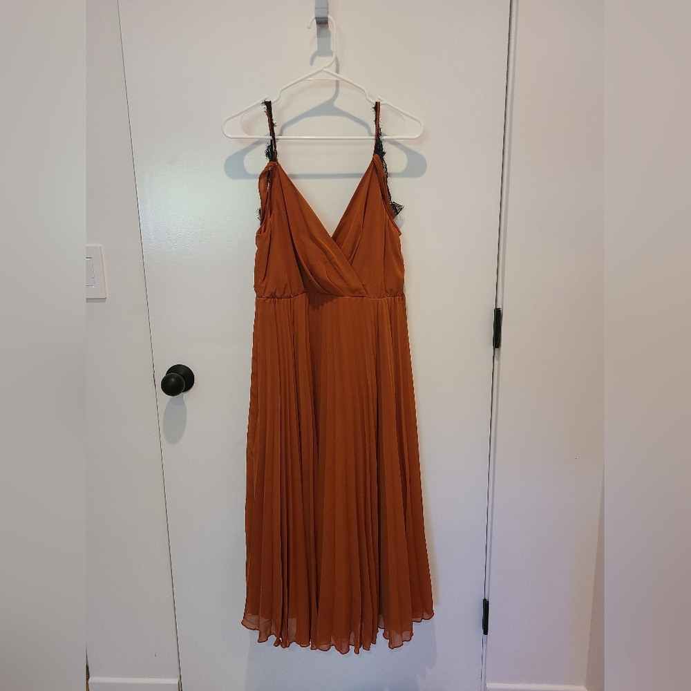 ASOS Maternity Dress - Pleated Orange/Rust With Lace NWT